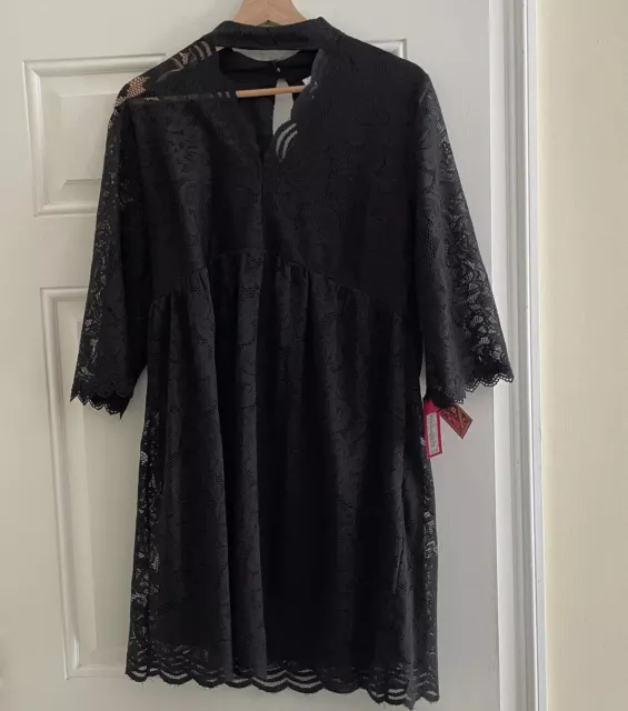 NEW Black Mid Length Dress Size (XL) Cocktail Xhilaration Lined Lace With Tags