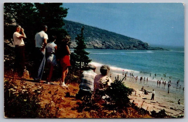 Acadia National Park Maine Sand Beach Bar Harbor Scenic Chrome Postcard