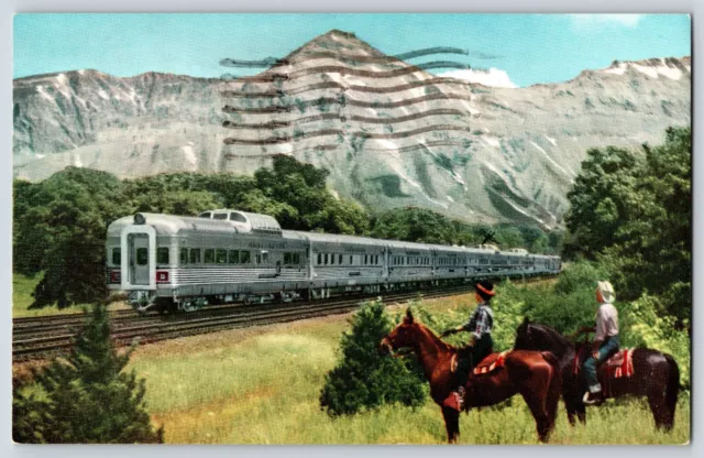 Postcard The Denver Zephyr Train Transportation Men On Horseback c1966