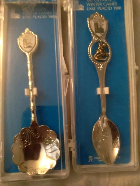2 Vintage Souvenir Collectors Spoon  XIII OLYMPIC WINTER GAMES LAKE PLACID 1980