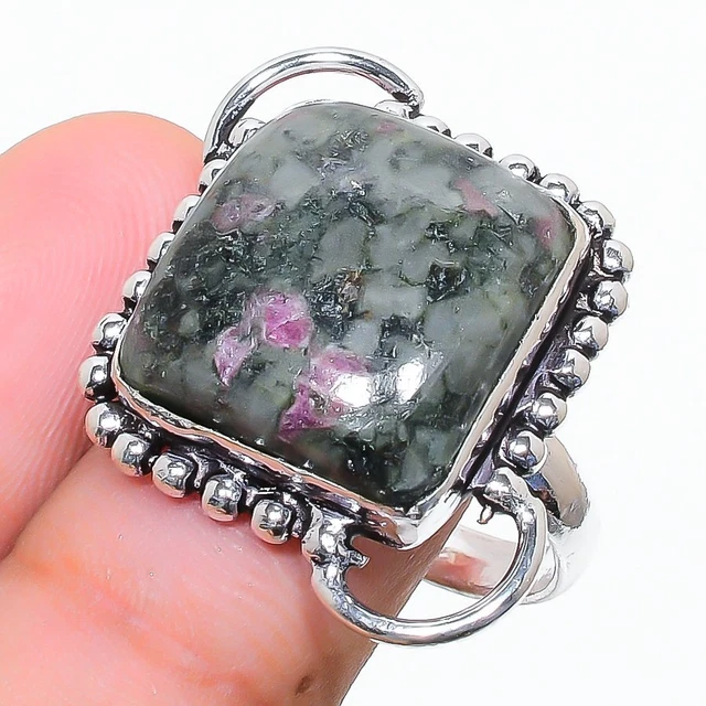 Eudialyte Gemstone Handmade 925 Sterling Silver Jewelry Ring Size 9.5 Easter