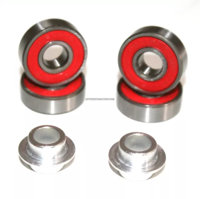 608rs 608-2rs ABEC-9 RED WHEEL BEARINGS + PRO SPACER SET FOR PUSH STUNT SCOOTER 3