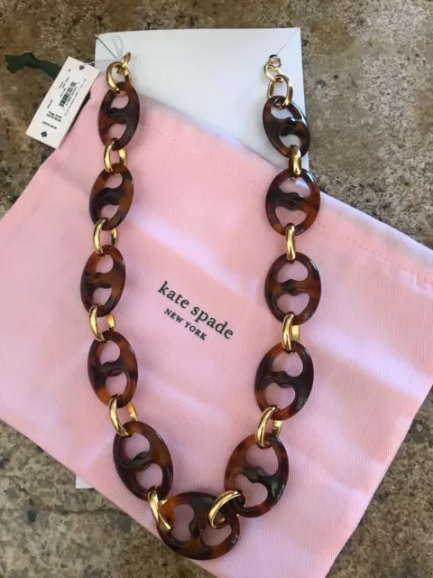 NWT Kate Spade New York Duo Tortoise Resin Link Necklace $148