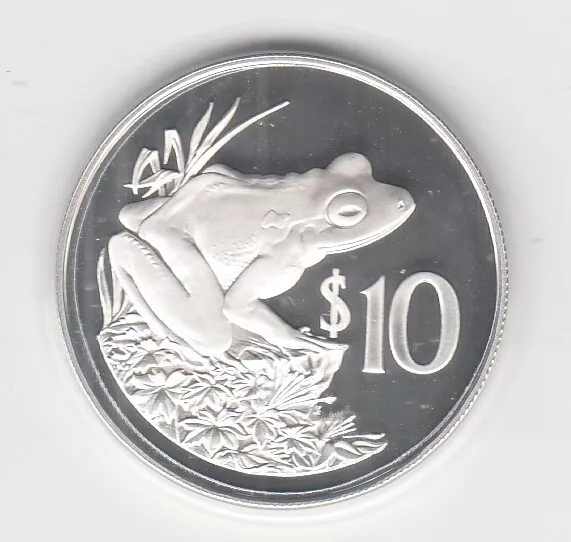 Fiji 10 $1986 Frog Wwf Silver