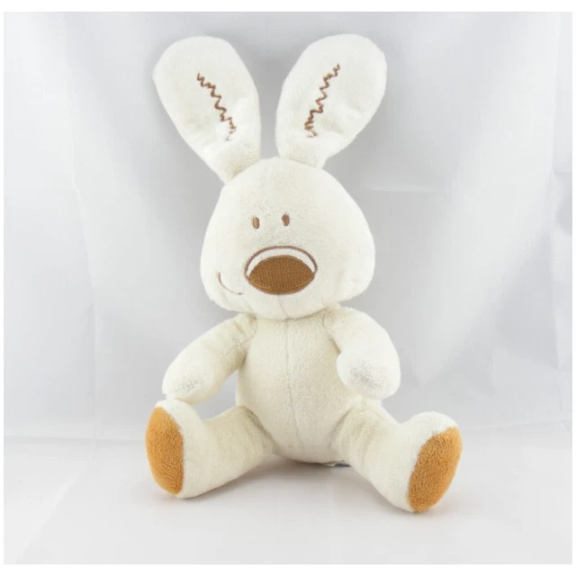 Doudou lapin blanc gros nez marron DO L'ENFANT - 4912