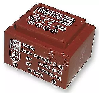 TRANSFORMER, 2VA, 230V, 2 X 12V, PCB Mount Transformers, Qty.1 | 44129