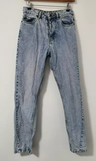 SUPRE Size 8 ~ Acid Wash Button Fly High Waisted Denim Tapered Leg Jeans Mum