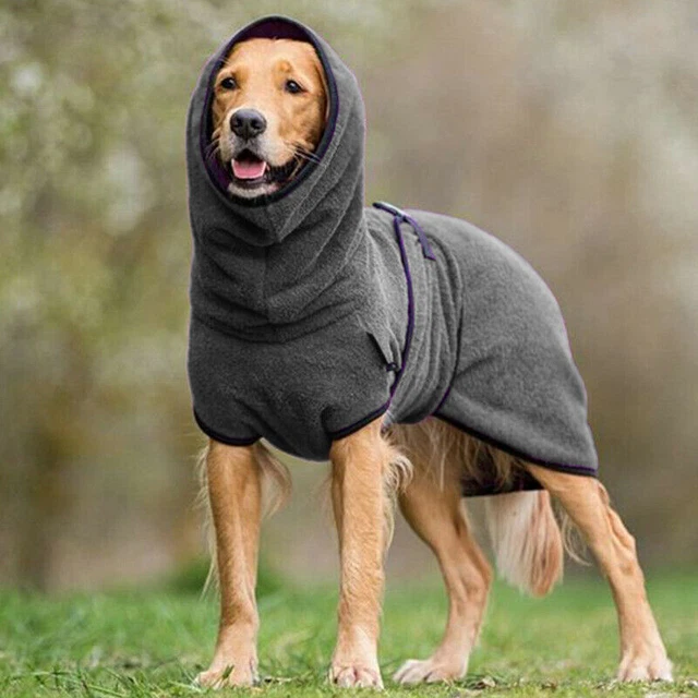 Dog Coat Jacket Clothes Pet Towelling Drying Bath Robe Buckle Hoodie Apparels
