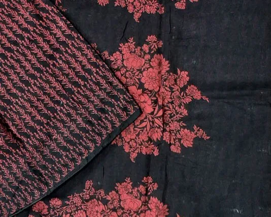 100% Reine Baumwolle Saree Sari Schwarz Indien Recycled Vintage Bedruckter Stoff