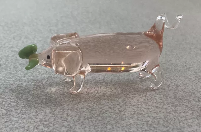 Whitby Glass Pig Perfect Condition. 3cm Tall & 7cm Long