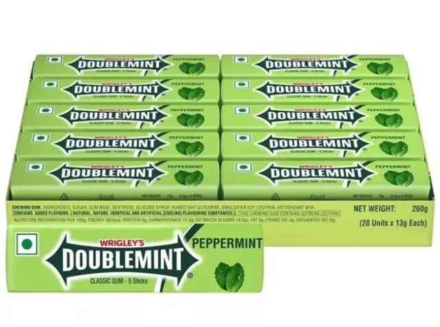 20 x Wrigley’s Double Mint Chewing Gum ORIGINAL STICKS FRESH STOCK