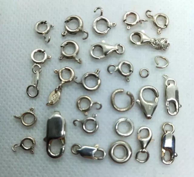 Job Lot 925 Sterling Silver Findings Bolt Ring Clasp Trigger Lobster 10 grams