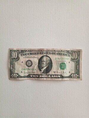 1969 C Series Ten Dollar Bill Federal Reserve US currency Green Seal 2