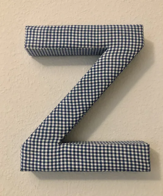 Fabric Covered Wall Letter - Blue Gingham - Letter Z