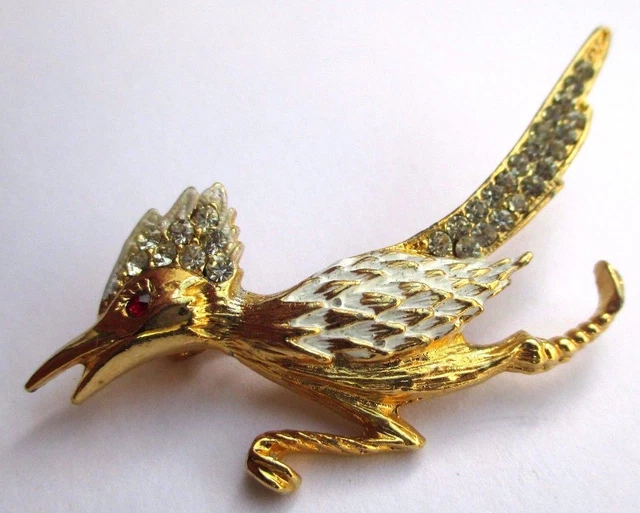 Broche Kangourou Or Avec œil En Cristal Rubis - Rare, Bijou Vintage, Occasion Très Bon état