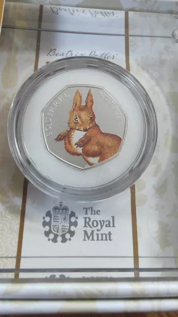 2016 Squirrel Nutkin 50p Fifty Pence Silver Proof Coin in Royal Mint Box + COA