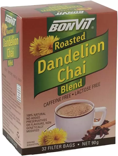 Bonvit Roasted Dandelion Chai Blend Tea 32 Filter Bags, 32 Count