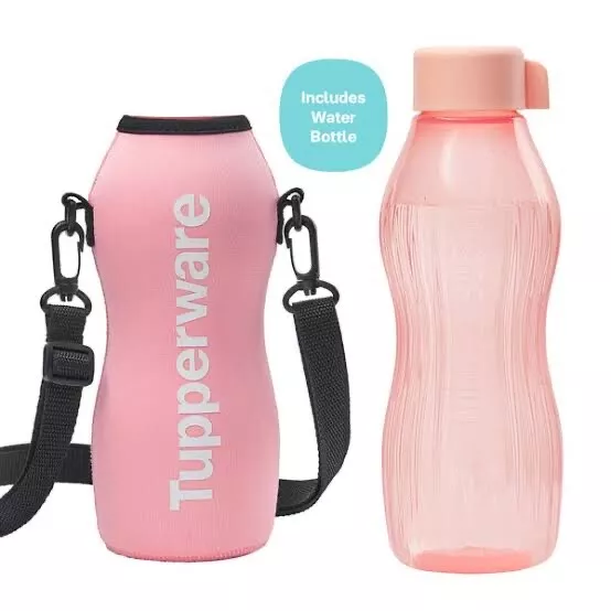 Pink Tupperware XTREME Aqua Drink Bottle With Pouch -  Aqua Bottle Set New