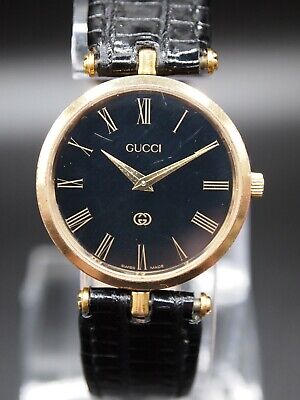 GUCCI 'Stack' 2000M Enamel Swiss Made Gold Plated Quartz Watch Vintage c.1990s