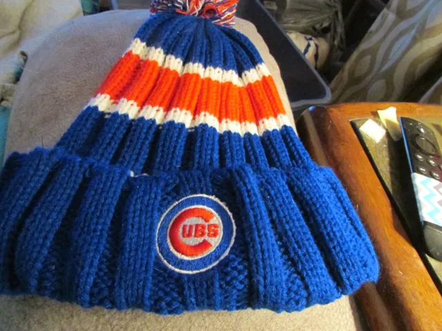 Chicago Cubs Winter Hat Pepsi Pom Pom Wrigley Field