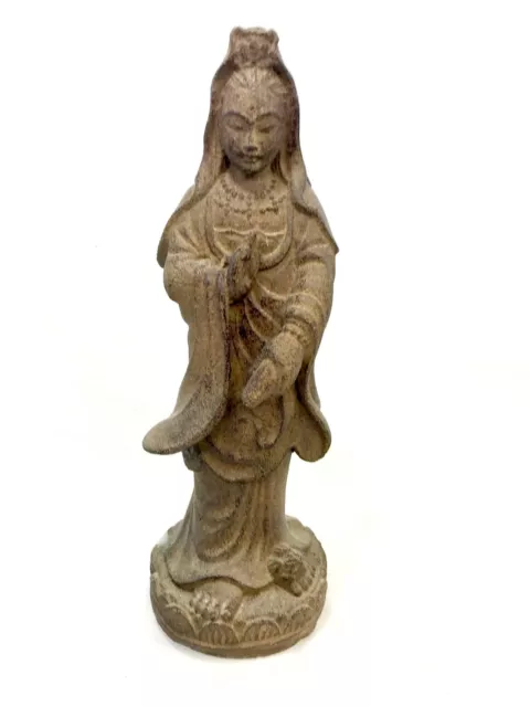 Guanyin Goddess of Compassion Garden Statue handmade Cast Lava Stone Yard Art