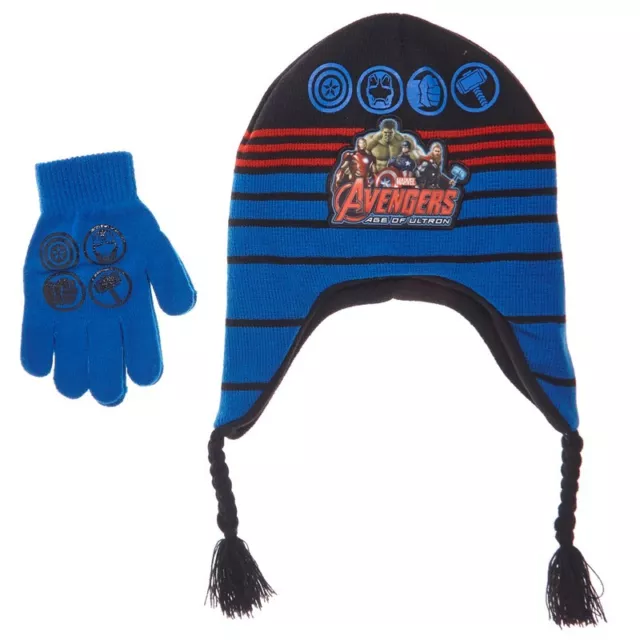 Marvel The Avengers Age Of Ultron Boys Accessories Hat & Gloves Set One Size New