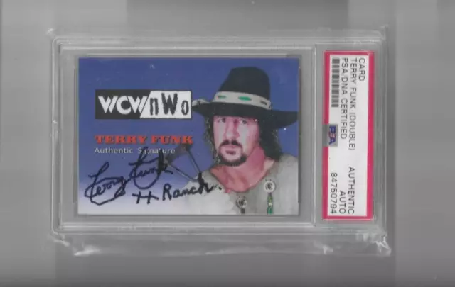 1998 1999 TOPPS WCW NWO custom TERRY FUNK DOUBLE AUTO CARD PSA DNA