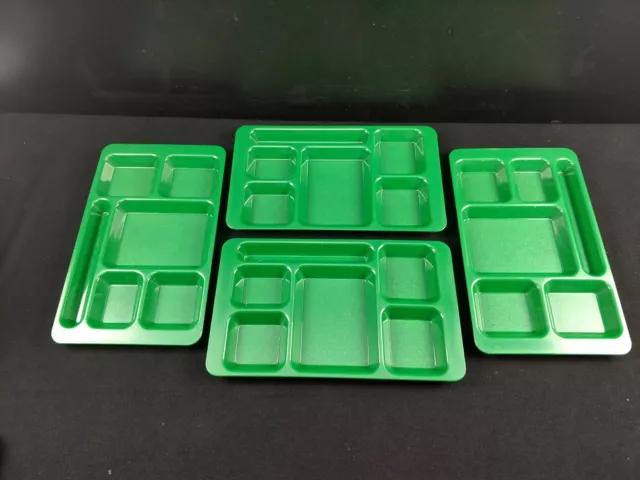 4x Cafeteria School Lunch Food Trays Green 6-Compartment Divided  Cambro