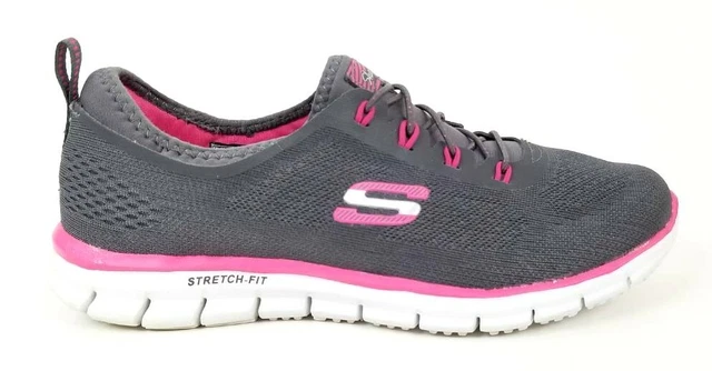 SKECHERS WOMENS GLIDER ZEN Bungee Slip On Sneakers Gray Pink 22718