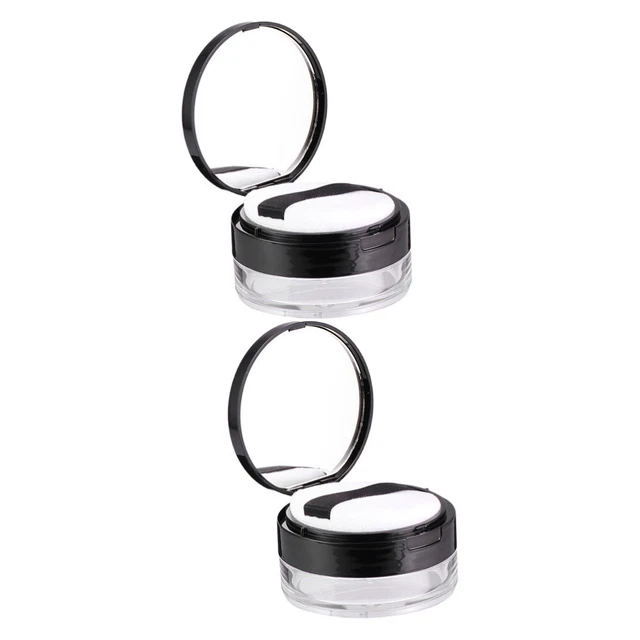 2 Sets Rouge-Box Puderdose Plastikbehälter Reisekosmetikkoffer Puderquaste