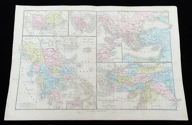 ANTIQUE MAP OF the Ancient World Roman Empire Greek Greece Phoenicia