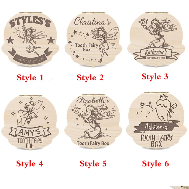 Personalized Name Tooth Box Custom Wooden Tooth Fairy Storage for Lost Teeth
