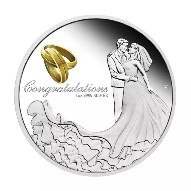 2022-P Australia Wedding Congratulations 1 oz Silver Proof $1 Coin GEM Proof OGP