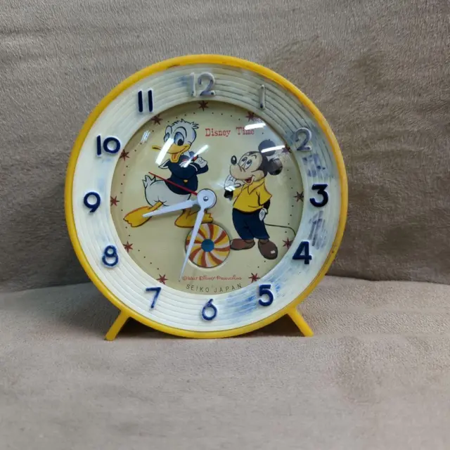 Vintage SEIKO Mickey Disney Time Wind up Alarm Clock Character Mid century JAPAN