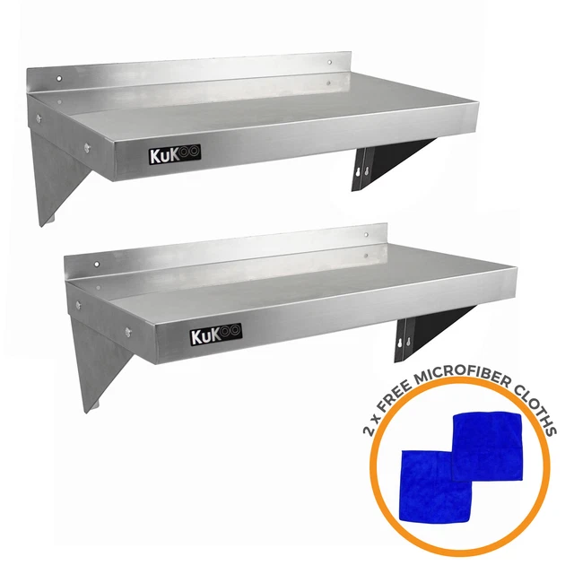 Commercial Catering x 2 Stainless Steel Shelves Kitchen Wall Shelf Metal 900mm