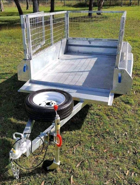 LOW STOCK! 6x4 Hot Dip Galvanised Caged Tilt Trailer 750kg ATM Spare Tyre Jockey
