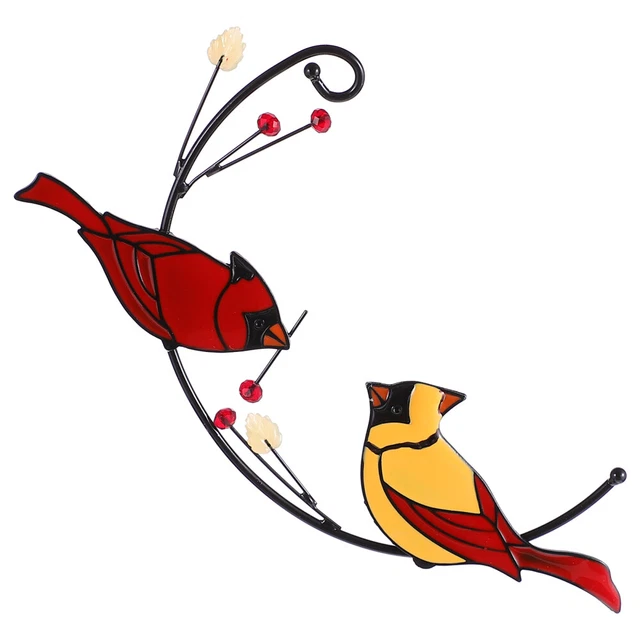 1pc Vogel Dekor Rot Vogel Wand Dekor Metall Wandbehänge Eisen Wand Dekorationen