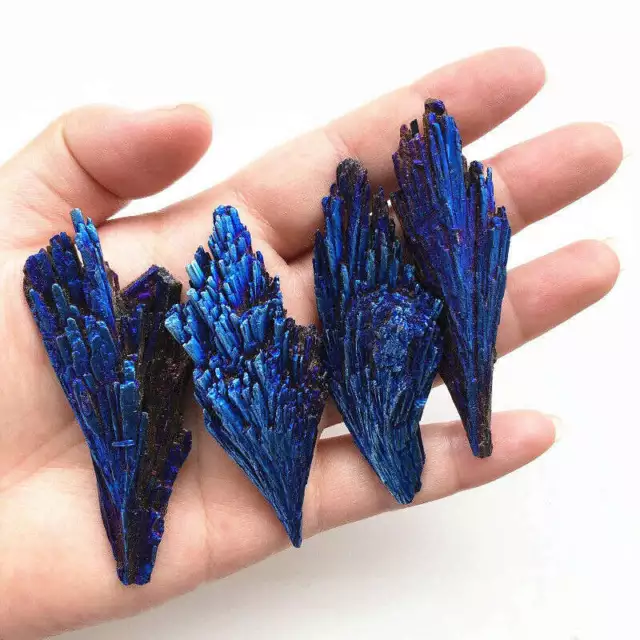 5Pcs Natural Aura Rainbow Kyanite Titanium Quartz Crystal Cluster VUG Specimen