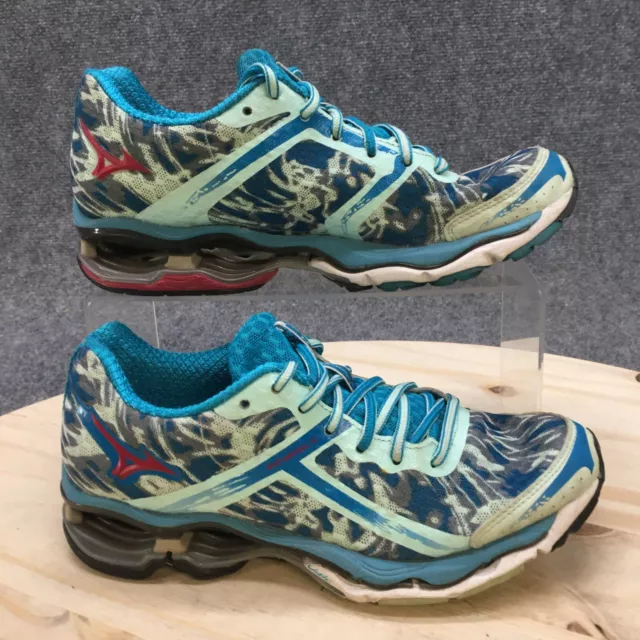 Mizuno Wave Shoes Womens 6 Creation 15 Running Sneakers Blue Green Mesh Lace Up