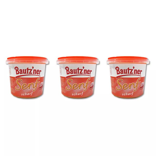 3er Pack Bautzner Senf scharf im Becher (3 x 200 ml) Bautzner Spezialitäten