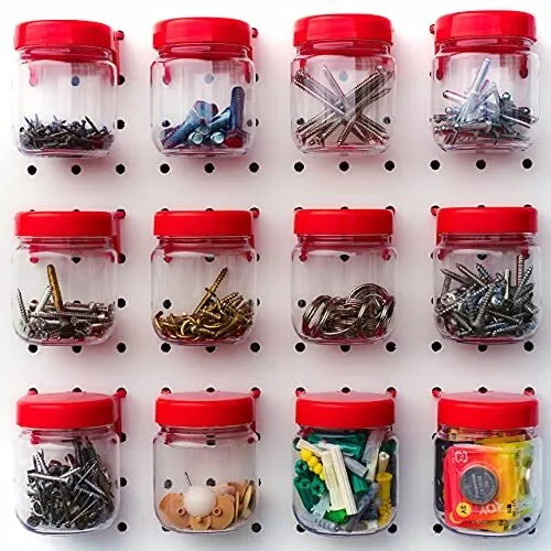 12 Pack Pegboard Accessories Organizer Storage Jars Attachement for Craft Sewing