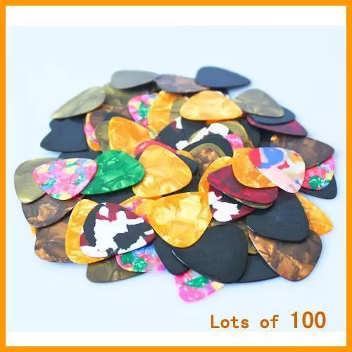 New 100pcs Guitar Picks Acoustic Electric Plectrums Celluloid Assorted Coloio