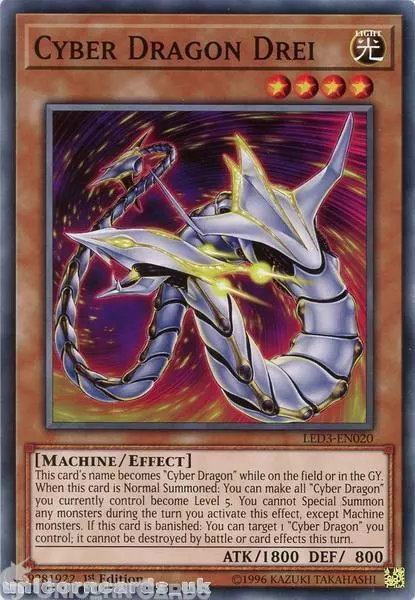 LED3-EN020 Cyber Dragon Drei Common 1st Edition Mint YuGiOh Card