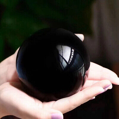 Large Natural Quartz Black Obsidian Crystal Sphere Ball Healing Mineral Gemstone