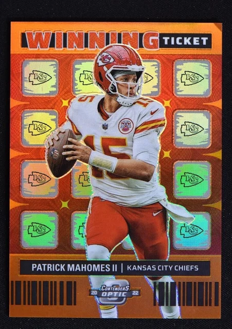 22 Contenders Optic Winning Tickets Orange Patrick Mahomes II /50 Damaged Corner
