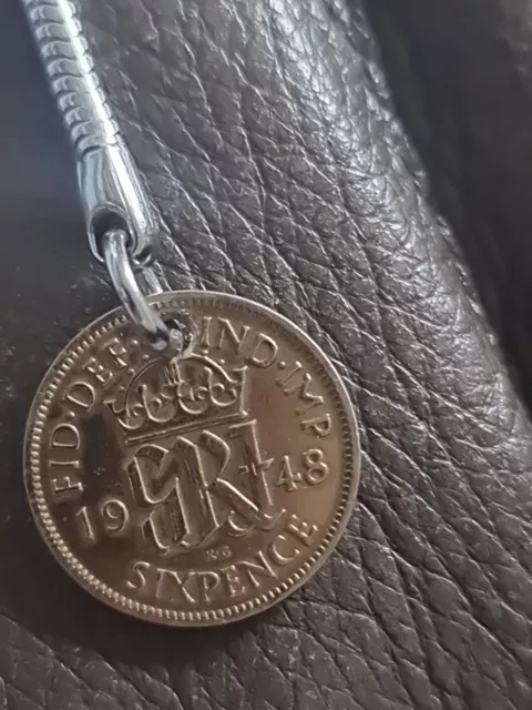 Lucky Sixpence Keyring - George 6th 1947- 1951 Free UK P&P