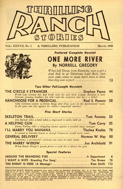 Thrilling Ranch Stories Pulp Mar 1948 Vol. 37 #1 VG/FN 5.0 2