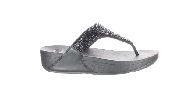 FitFlop Womens Lulu Shimerfoil Black T-Strap Sandals Size 9 (7468308)