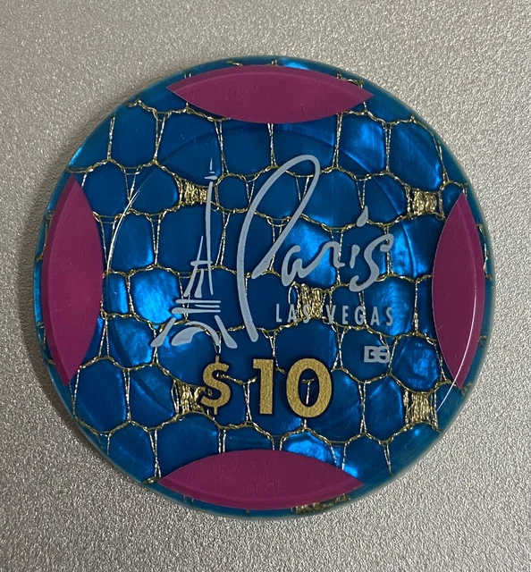 Paris $10 Jeton French Roulette Las Vegas (4 inserts) HOT chip!!!!! 1999
