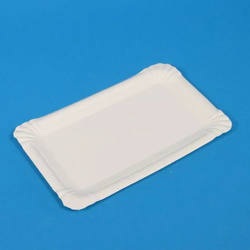 3000 Pappteller Imbissteller Kuchenpappen eckig weiß 6,5x22cm Bio Frischfaser